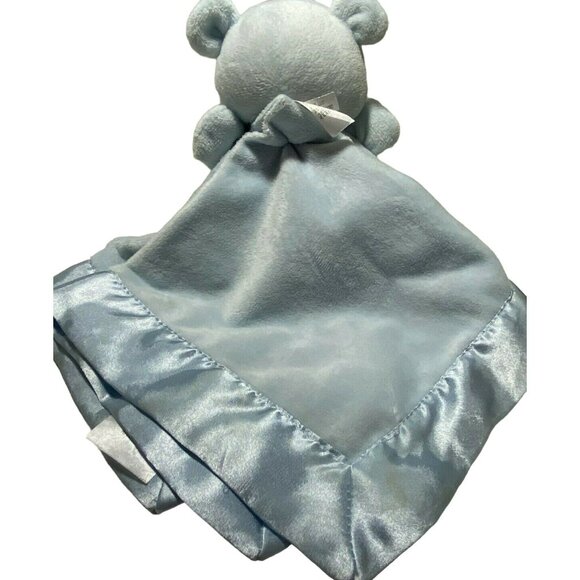 Carters Lovie Rattle Blue Minky & Satin Bear 14" Square Soft Cuddly Baby Toy - Picture 4 of 5